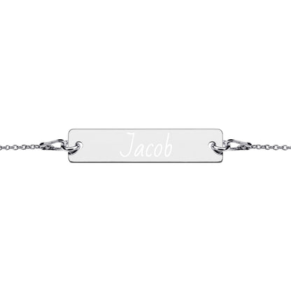 Silver bar chain name bracelet product image