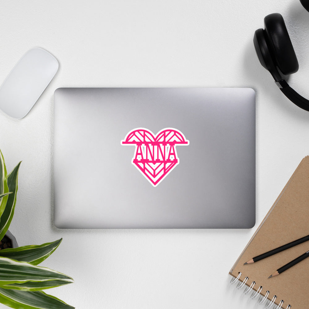 Personalized name sticker on a laptop image